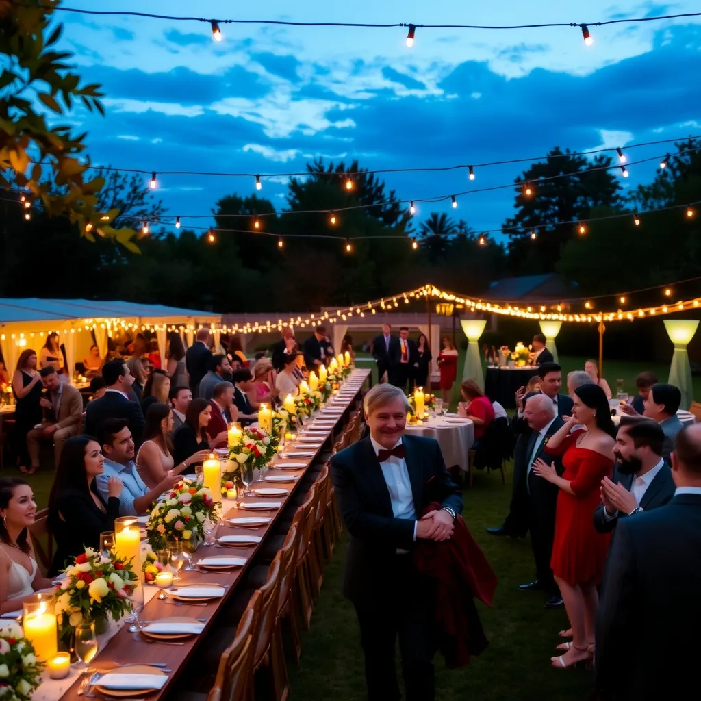 Boda al aire libre al atardecer